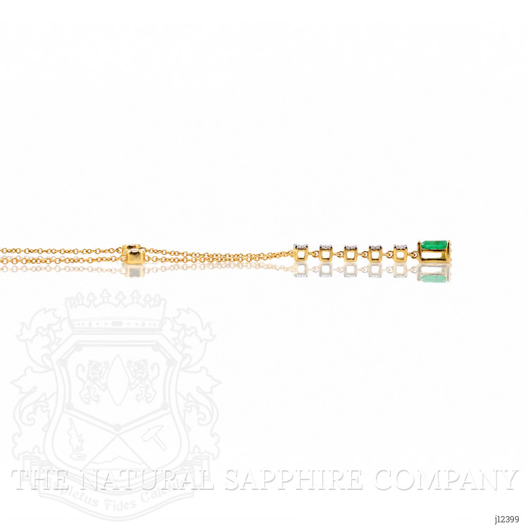 0.20 Ct. Emerald and Natural Diamond Bezel Necklace, 14K Yellow Gold