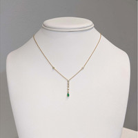 0.20 Ct. Emerald and Natural Diamond Bezel Necklace, 14K Yellow Gold Life Style