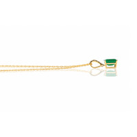 1.22 Ct. Emerald and Natural Diamond Pave Necklace, 14K Yellow Gold Image