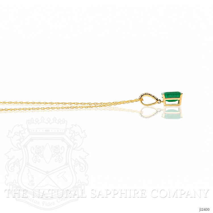 1.22 Ct. Emerald and Natural Diamond Pave Necklace, 14K Yellow Gold