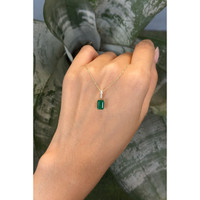1.22 Ct. Emerald and Natural Diamond Pave Necklace, 14K Yellow Gold Life Style