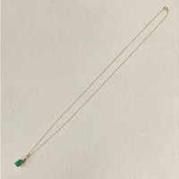 1.22 Ct. Emerald and Natural Diamond Pave Necklace, 14K Yellow Gold Life Style