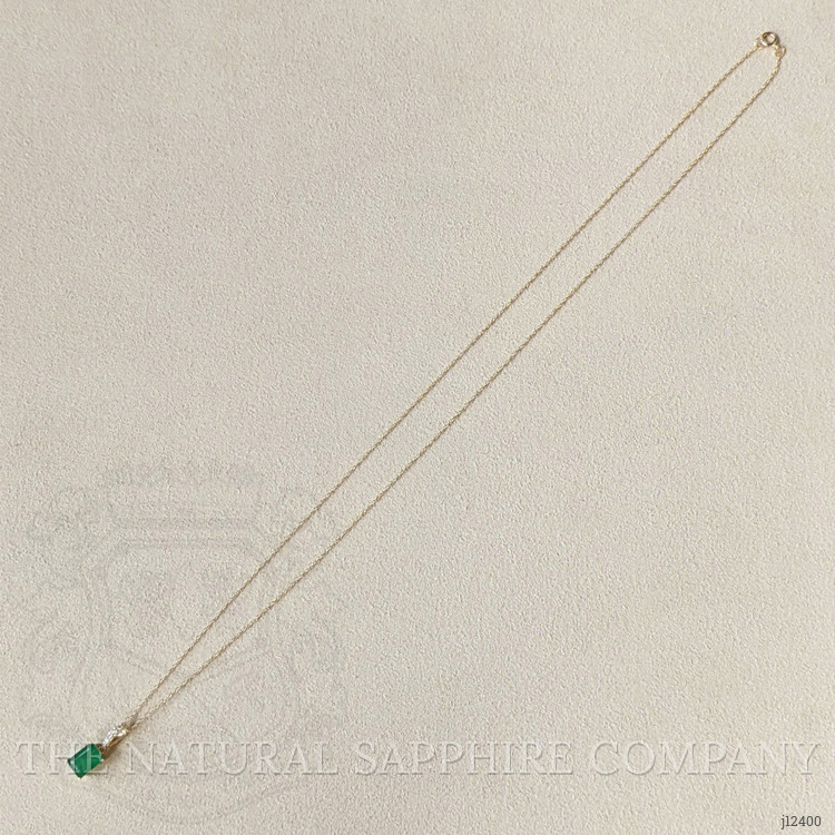 1.22 Ct. Emerald and Natural Diamond Pave Necklace, 14K Yellow Gold