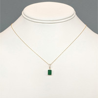 1.22 Ct. Emerald and Natural Diamond Pave Necklace, 14K Yellow Gold Life Style