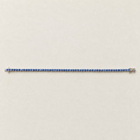 6.84&nbsp;Ct.Tw.Total Carat Weight Blue Sapphire Tennis/Line Bracelet, 14K White Gold Image