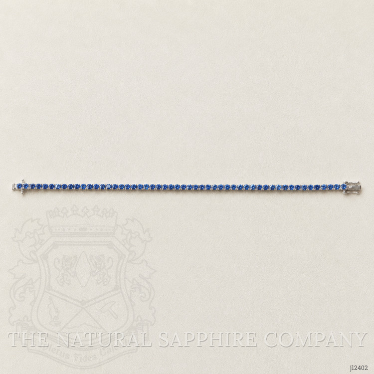 6.84 Ct.Tw. Blue Sapphire Tennis/Line Bracelet, 14K White Gold