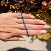 6.84&nbsp;Ct.Tw.Total Carat Weight Blue Sapphire Tennis/Line Bracelet, 14K White Gold Life Style
