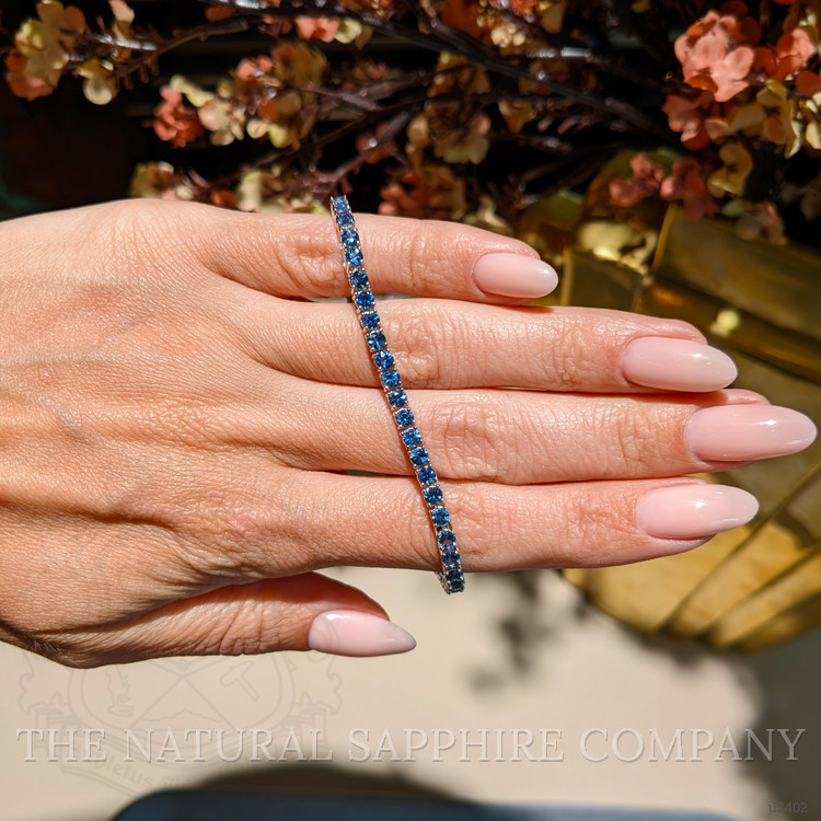 6.84 Ct.Tw. Blue Sapphire Tennis/Line Bracelet, 14K White Gold