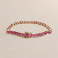 6.90&nbsp;Ct.Tw.Total Carat Weight Pink Sapphire Tennis/Line Bracelet, 14K Yellow Gold Image