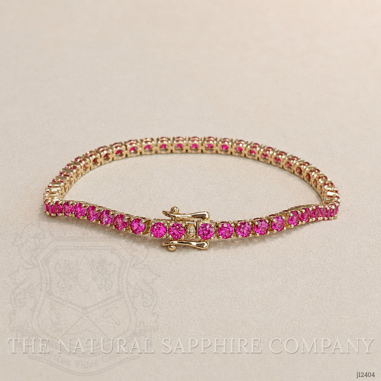 6.90 Ct.Tw. Pink Sapphire Tennis/Line Bracelet, 14K Yellow Gold