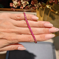 6.90&nbsp;Ct.Tw.Total Carat Weight Pink Sapphire Tennis/Line Bracelet, 14K Yellow Gold Life Style