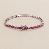 7.24&nbsp;Ct.Tw.Total Carat Weight Pink Sapphire Tennis/Line Bracelet, 10K White Gold Image