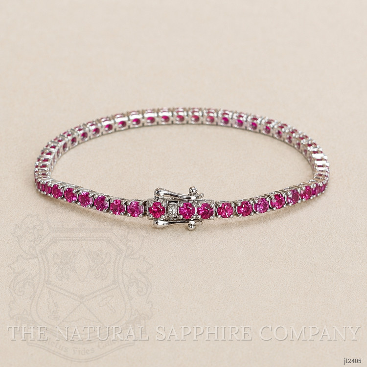7.24 Ct.Tw. Pink Sapphire Tennis/Line Bracelet, 10K White Gold
