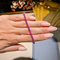 7.24 Ct.Tw.Total Carat Weight Pink Sapphire Tennis/Line Bracelet, 10K White Gold Life Style