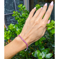 7.24 Ct.Tw.Total Carat Weight Pink Sapphire Tennis/Line Bracelet, 10K White Gold Life Style