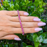 7.24 Ct.Tw.Total Carat Weight Pink Sapphire Tennis/Line Bracelet, 10K White Gold Life Style