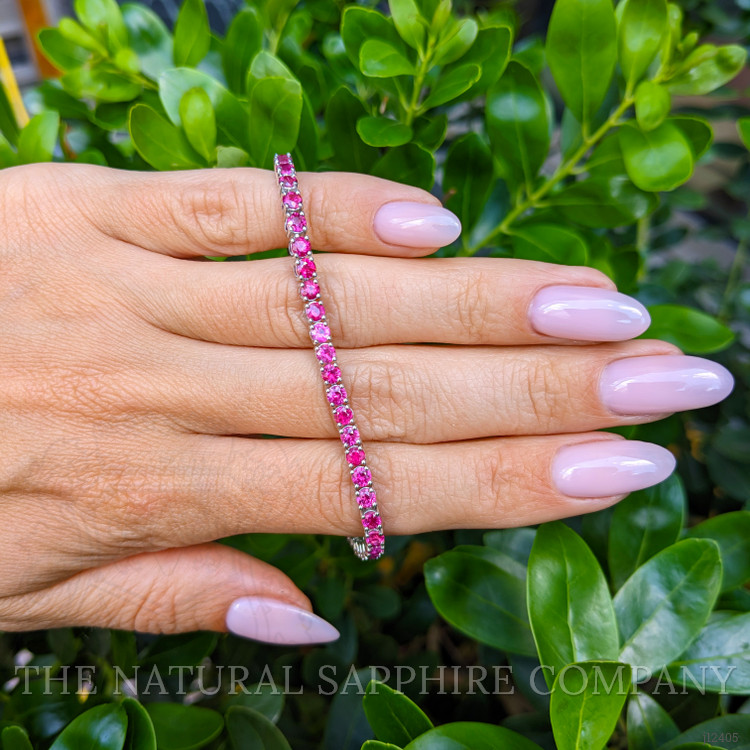 7.24 Ct.Tw. Pink Sapphire Tennis/Line Bracelet, 10K White Gold