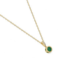 0.54 Ct. Emerald and Natural Diamond Bezel Necklace, 14K Yellow Gold Image