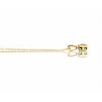 0.54 Ct. Emerald and Natural Diamond Bezel Necklace, 14K Yellow Gold Image