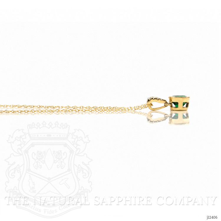 0.54 Ct. Emerald and Natural Diamond Bezel Necklace, 14K Yellow Gold