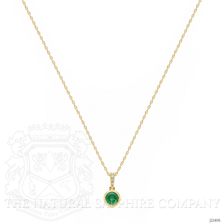 0.54 Ct. Emerald and Natural Diamond Bezel Necklace, 14K Yellow Gold
