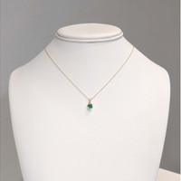 0.54 Ct. Emerald and Natural Diamond Bezel Necklace, 14K Yellow Gold Life Style