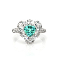 1.06 Ct. Greenish Blue Paraiba Tourmaline and Natural Diamond Pave Ring, Platinum 950 Video