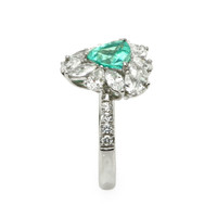 1.06 Ct. Greenish Blue Paraiba Tourmaline and Natural Diamond Pave Ring, Platinum 950 Image