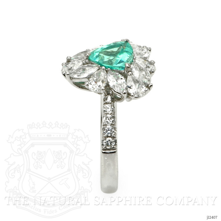 1.06 Ct. Greenish Blue Paraiba Tourmaline and Natural Diamond Pave Ring, Platinum 950