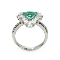 1.06 Ct. Greenish Blue Paraiba Tourmaline and Natural Diamond Pave Ring, Platinum 950 Image