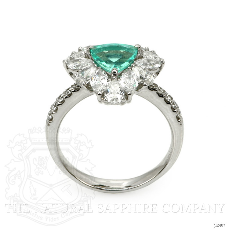 1.06 Ct. Greenish Blue Paraiba Tourmaline and Natural Diamond Pave Ring, Platinum 950