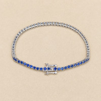 3.46&nbsp;Ct.Tw.Total Carat Weight Blue Sapphire Tennis/Line Bracelet, 14K White Gold Image