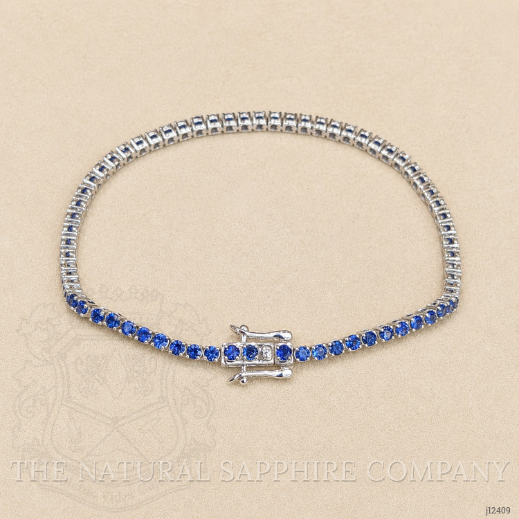 3.46 Ct.Tw. Blue Sapphire Tennis/Line Bracelet, 14K White Gold