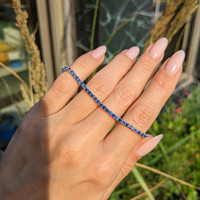 3.46&nbsp;Ct.Tw.Total Carat Weight Blue Sapphire Tennis/Line Bracelet, 14K White Gold Life Style