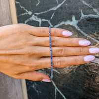 3.46&nbsp;Ct.Tw.Total Carat Weight Blue Sapphire Tennis/Line Bracelet, 14K White Gold Life Style
