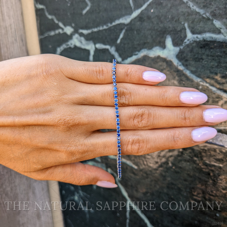 3.46 Ct.Tw. Blue Sapphire Tennis/Line Bracelet, 14K White Gold