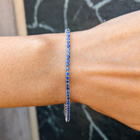 3.46&nbsp;Ct.Tw.Total Carat Weight Blue Sapphire Tennis/Line Bracelet, 14K White Gold Life Style