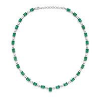 24.61 Ct. Emerald and Natural Diamond Accent Stones Necklace, 14K White Gold Image