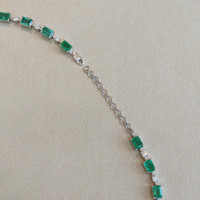 24.61 Ct. Emerald and Natural Diamond Accent Stones Necklace, 14K White Gold Image