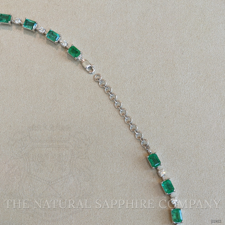 24.61 Ct. Emerald and Natural Diamond Accent Stones Necklace, 14K White Gold