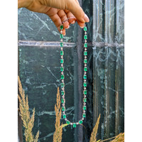 24.61 Ct. Emerald and Natural Diamond Accent Stones Necklace, 14K White Gold Life Style