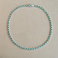 9.15 Ct. Emerald and Natural Diamond Pave Necklace, 14K White Gold Image
