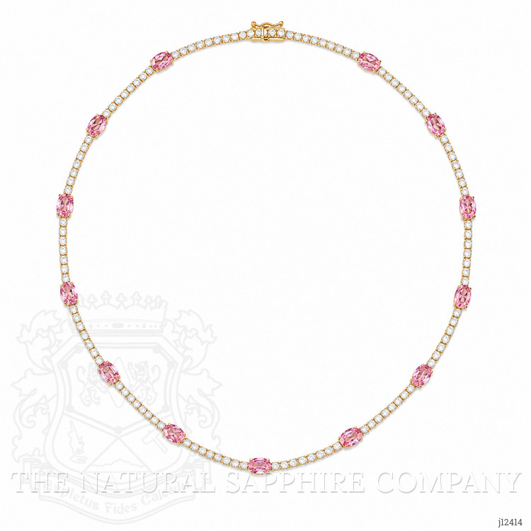 6.58 Ct. Pink Sapphire and Natural Diamond Accent Stones Necklace, 14K White Gold