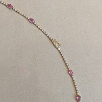 6.58 Ct. Pink Sapphire and Natural Diamond Accent Stones Necklace, 14K White Gold Image