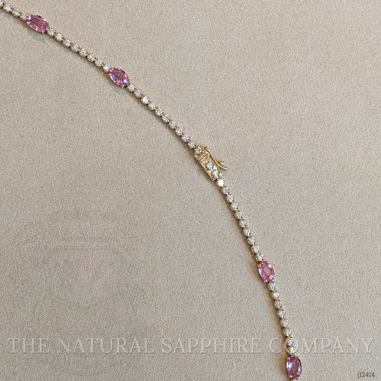 6.58 Ct. Pink Sapphire and Natural Diamond Accent Stones Necklace, 14K White Gold