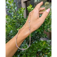 6.58 Ct. Pink Sapphire and Natural Diamond Accent Stones Necklace, 14K White Gold Life Style