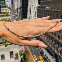 6.58 Ct. Pink Sapphire and Natural Diamond Accent Stones Necklace, 14K White Gold Life Style
