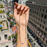 6.58 Ct. Pink Sapphire and Natural Diamond Accent Stones Necklace, 14K White Gold Life Style