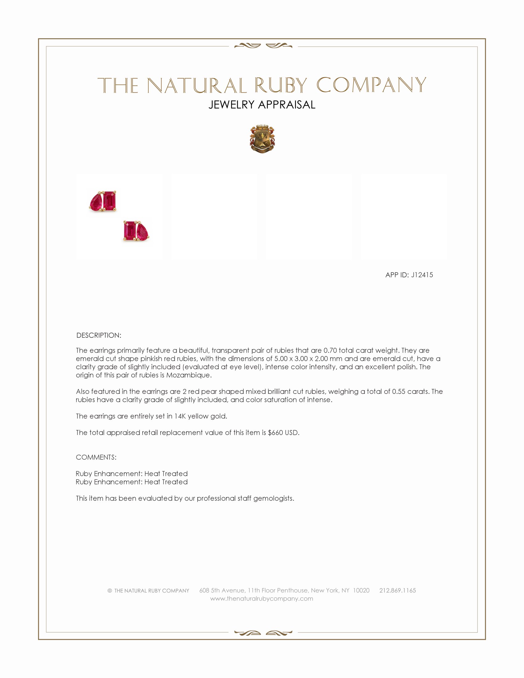 0.70 Ct.Tw. Pinkish Red Ruby and Ruby Studs Earrings, 14K Yellow Gold