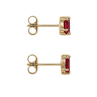 0.70 Ct.Tw.Total Carat Weight Pinkish Red Ruby and Ruby Studs Earrings, 14K Yellow Gold Image